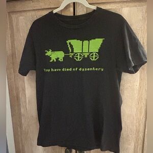 Ripple Junction OREGON TRAIL Medium Black Tee You have died of dysentery unisex
